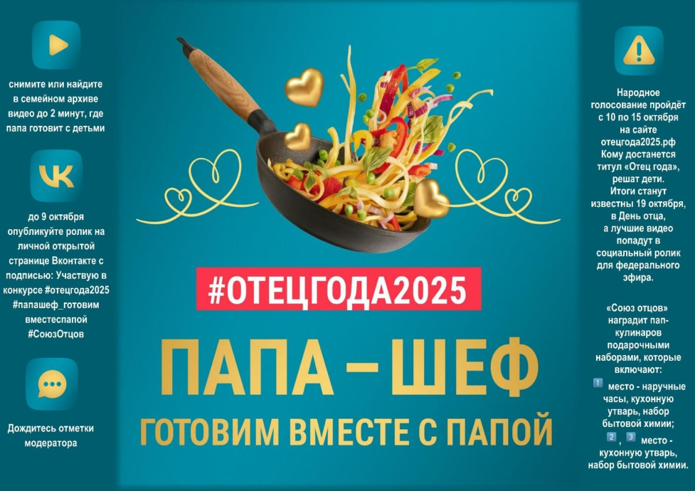 СТАРТ КОНКУРСА: "Папа-шеф. Готовим вместе с папой"